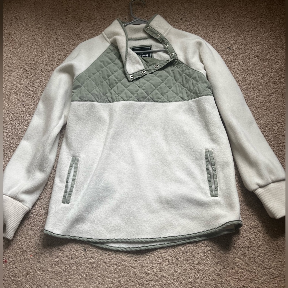 Green and white hoodie